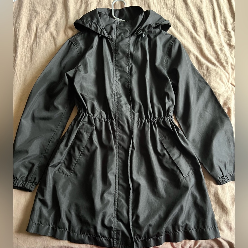 ✨Target Black Rain Jacket with Hood and Drawstring Waist
